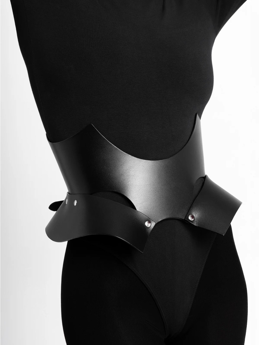 Zana Bayne sculptural bat wing peplum corset belt